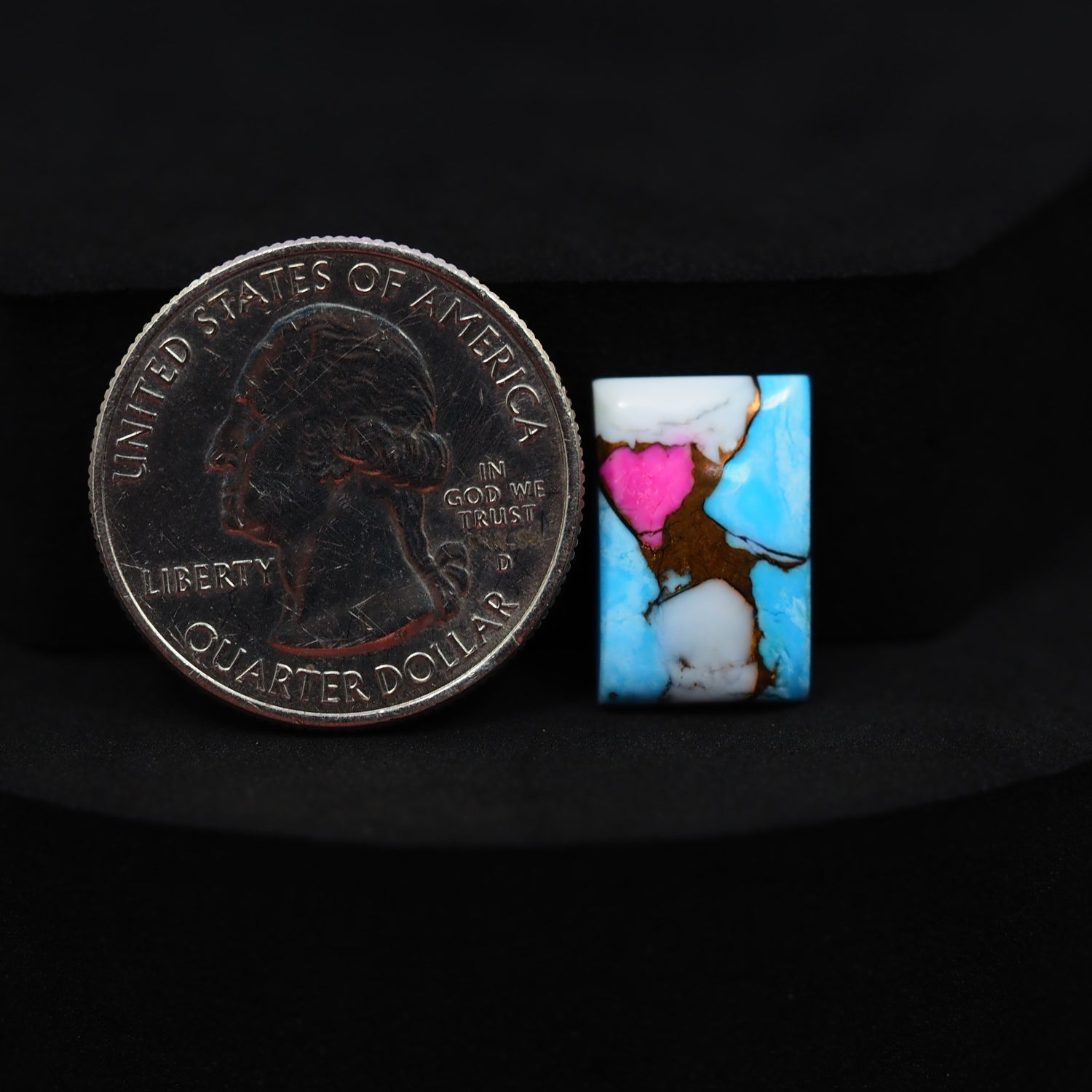 Natural Cotton Candy Turquoise Rectangle Cabochon 16x11x3mm 6ct - White, Pink & Blue Composite - Pedra Gems
