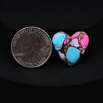 Natural Cotton Candy Turquoise Heart Cabochon 20x21x4mm 14.5ct - Blue, Pink & White Composite - Pedra Gems
