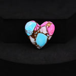 Natural Cotton Candy Turquoise Heart Cabochon 20x21x4mm 14.5ct - Blue, Pink & White Composite - Pedra Gems