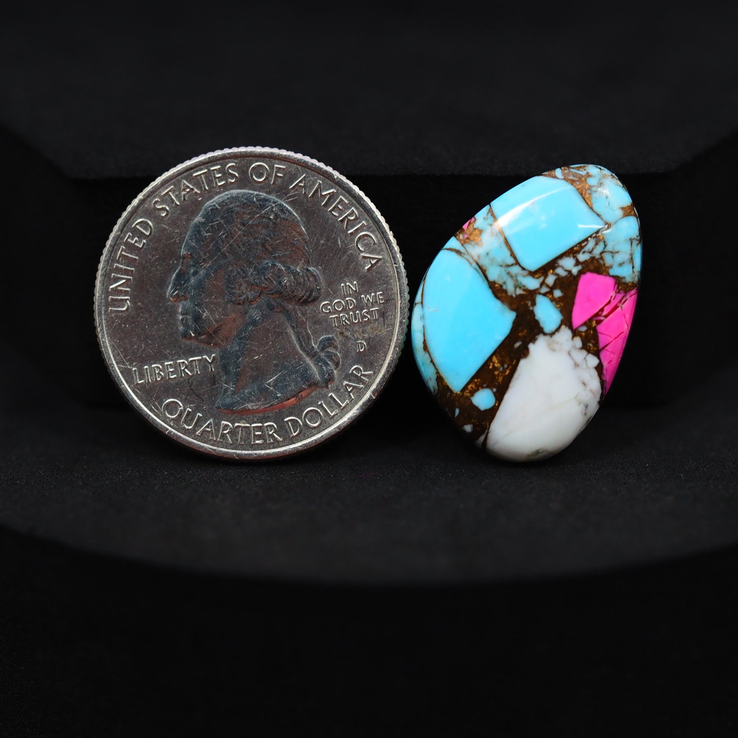 Natural Cotton Candy Turquoise Freeform Cabochon 16x23x4mm 14.5ct - Blue, White & Pink Composite - Pedra Gems
