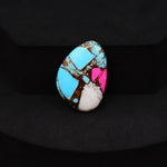 Natural Cotton Candy Turquoise Freeform Cabochon 16x23x4mm 14.5ct - Blue, White & Pink Composite - Pedra Gems
