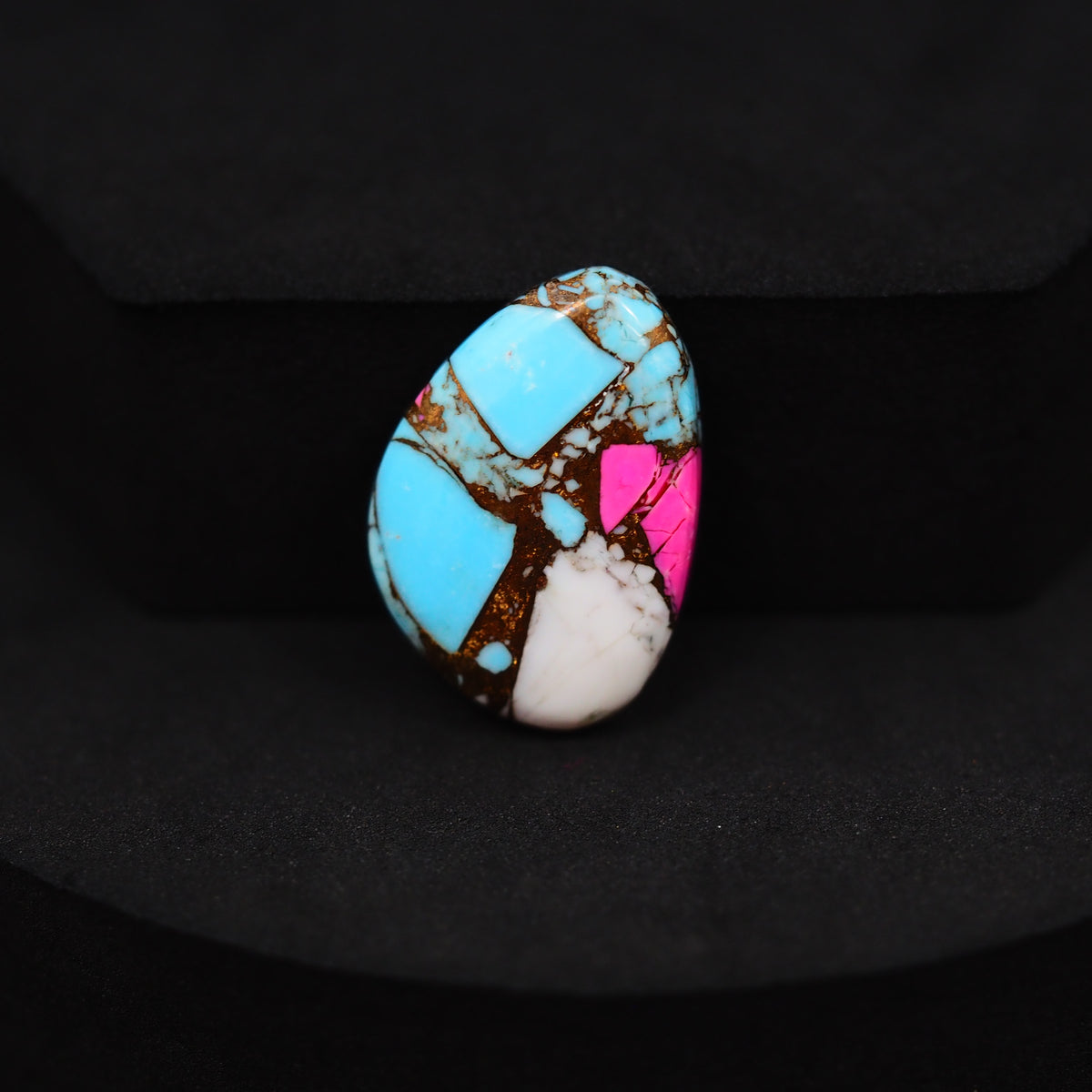 Natural Cotton Candy Turquoise Freeform Cabochon 16x23x4mm 14.5ct - Blue, White & Pink Composite - Pedra Gems