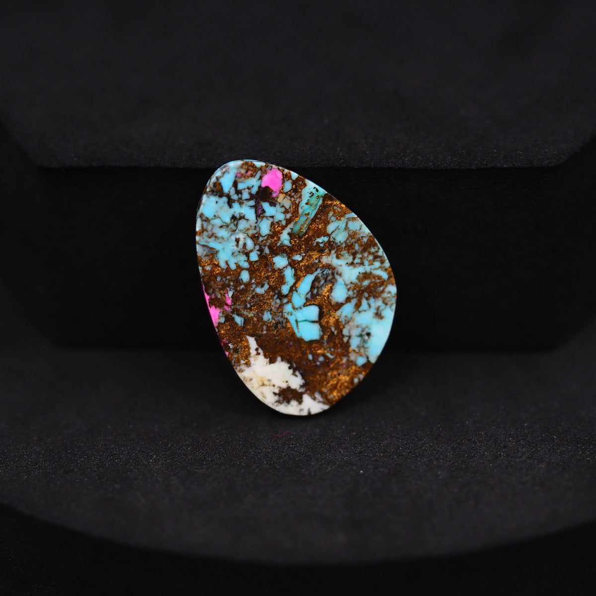 Natural Cotton Candy Turquoise Freeform Cabochon 16x23x4mm 14.5ct - Blue, White & Pink Composite - Pedra Gems