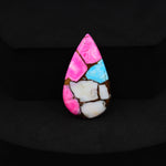 Natural Cotton Candy Turquoise Pear Cabochon 26x15x3mm 11.5ct - Pink, Blue & White Composite - Pedra Gems