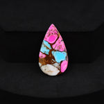 Natural Cotton Candy Turquoise Pear Cabochon 26x15x3mm 11.5ct - Pink, Blue & White Composite - Pedra Gems