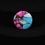 Natural Cotton Candy Turquoise Round Cabochon 23x23x3mm 14.5ct - White, Pink & Blue Composite - Pedra Gems