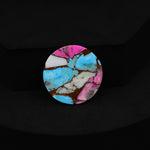 Natural Cotton Candy Turquoise Round Cabochon 23x23x3mm 14.5ct - White, Pink & Blue Composite - Pedra Gems