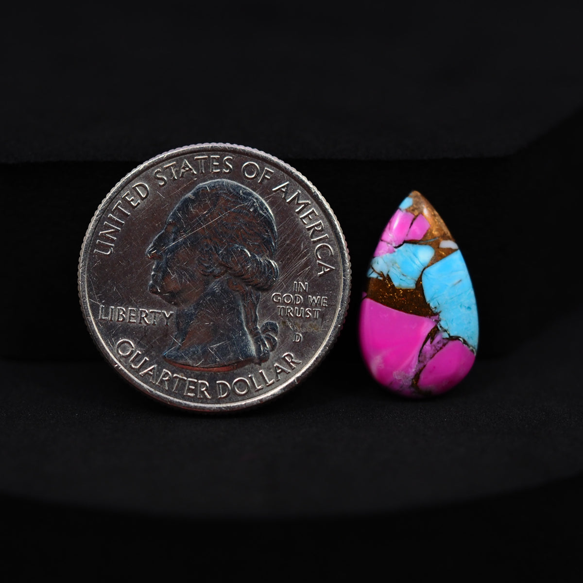 Natural Cotton Candy Turquoise Pear Cabochon 18x11x3mm 5ct - Blue & Pink Composite - Pedra Gems