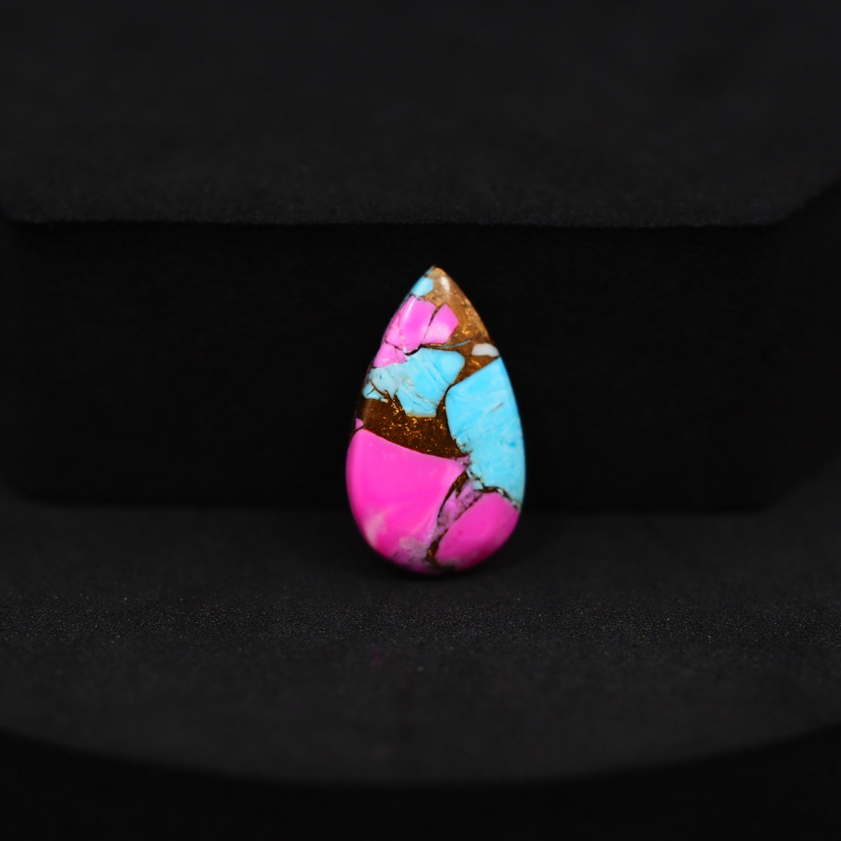 Natural Cotton Candy Turquoise Pear Cabochon 18x11x3mm 5ct - Blue & Pink Composite - Pedra Gems