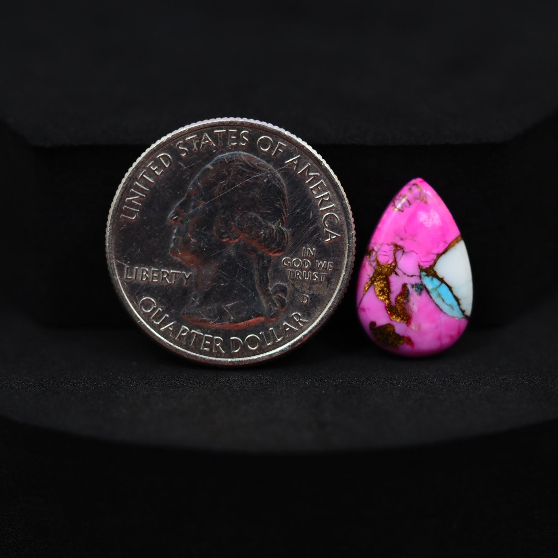 Natural Cotton Candy Turquoise Pear Cabochon 17x11x3mm 5.5ct - Pink & Blue Composite - Pedra Gems