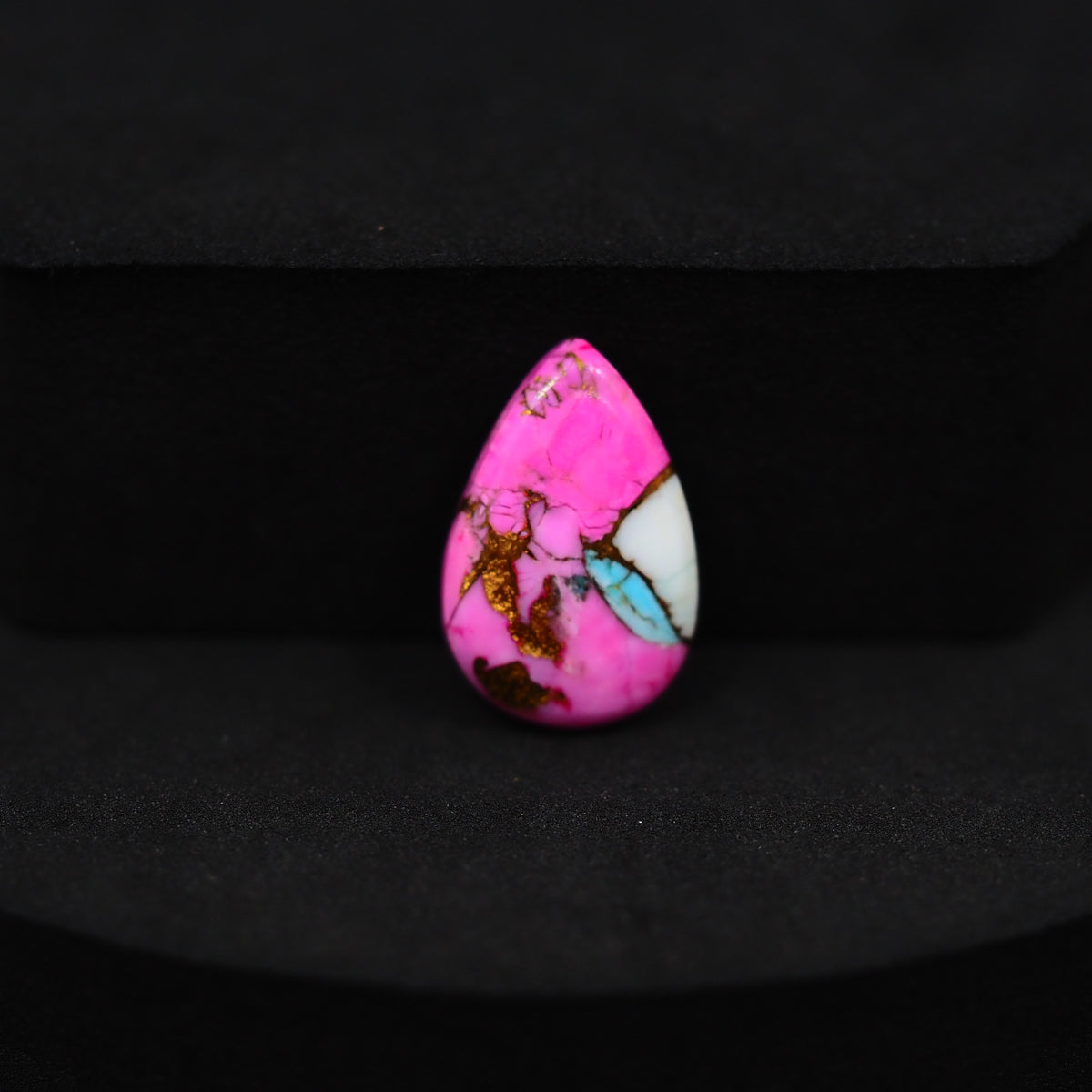Natural Cotton Candy Turquoise Pear Cabochon 17x11x3mm 5.5ct - Pink & Blue Composite - Pedra Gems