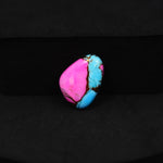 Natural Cotton Candy Turquoise Freeform Cabochon 14x11x3mm 5ct - Pink & Blue Composite - Pedra Gems