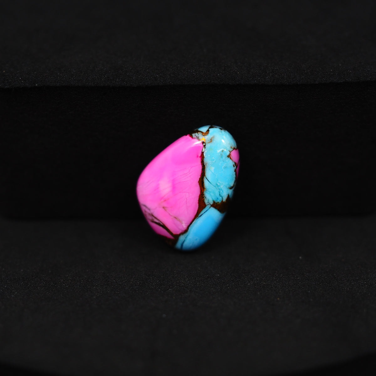 Natural Cotton Candy Turquoise Freeform Cabochon 14x11x3mm 5ct - Pink & Blue Composite - Pedra Gems