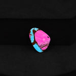 Natural Cotton Candy Turquoise Freeform Cabochon 14x11x3mm 5ct - Pink & Blue Composite - Pedra Gems