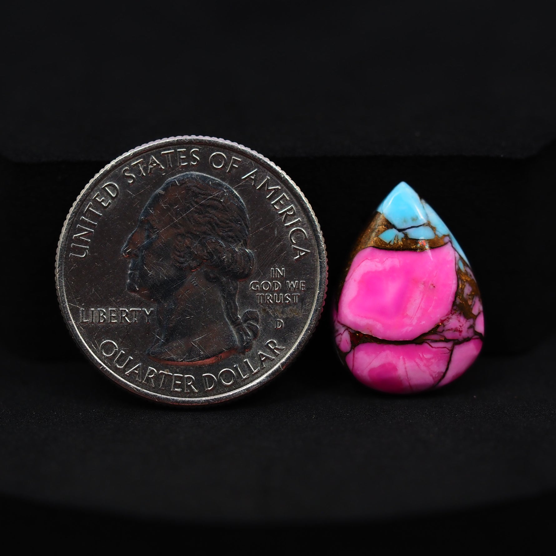 Natural Cotton Candy Turquoise Pear Cabochon 19x14x4mm 8ct - Blue, Pink & White Composite - Pedra Gems