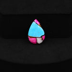 Natural Cotton Candy Turquoise Pear Cabochon 17x12x3mm 5.5ct - Blue, White & Pink Composite - Pedra Gems