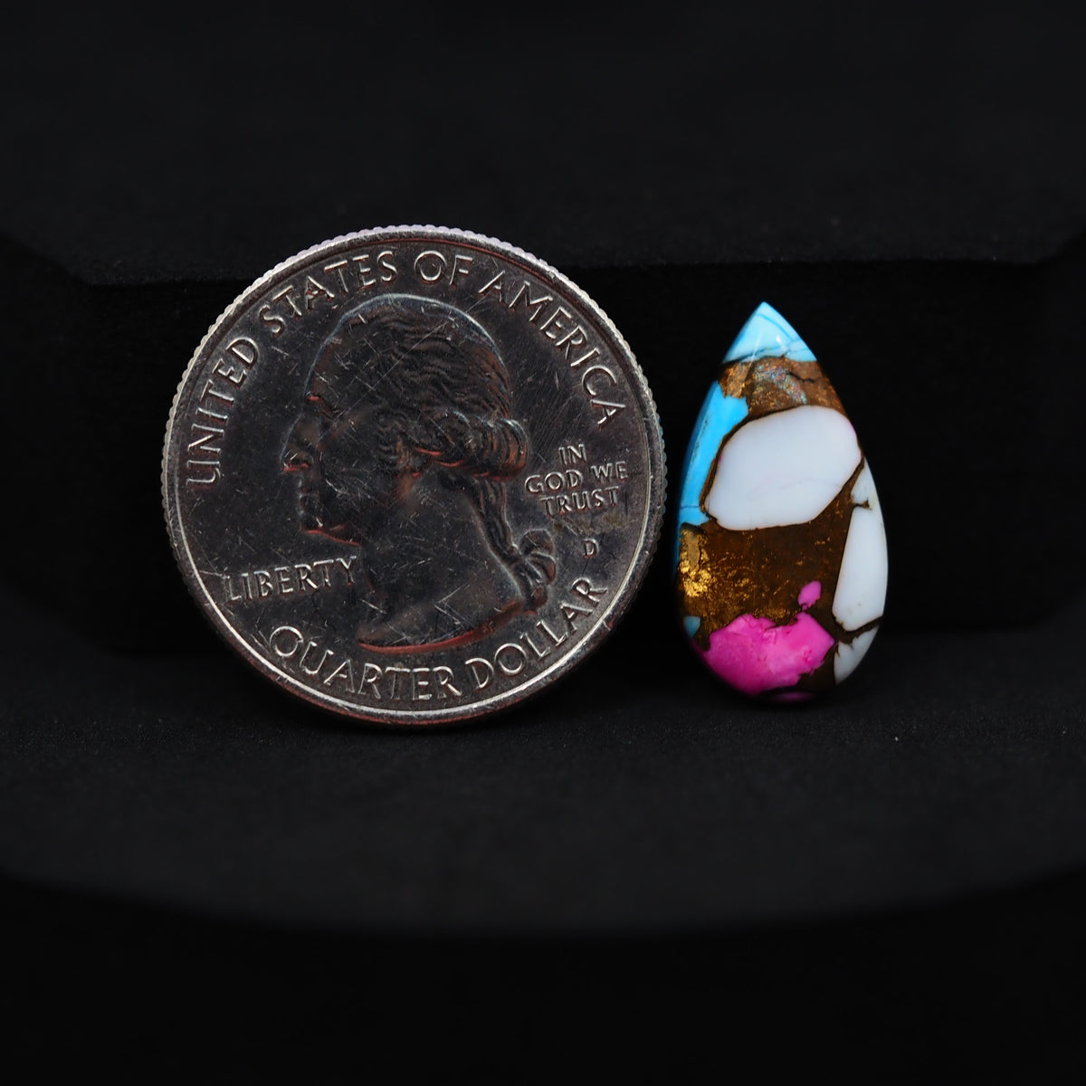 Natural Cotton Candy Turquoise Pear Cabochon 19x9x3mm 5.5ct - Blue, Pink & White Composite - Pedra Gems