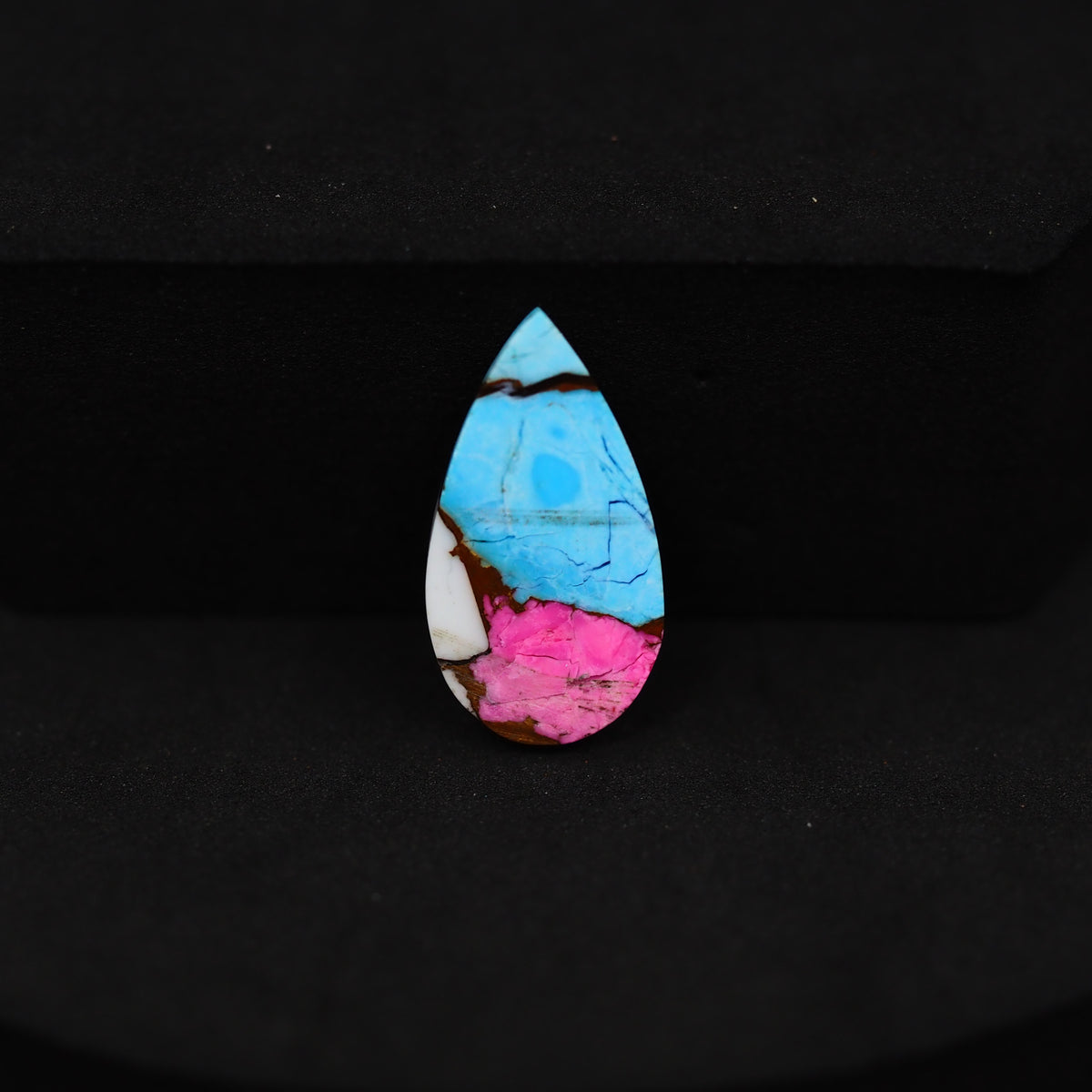 Natural Cotton Candy Turquoise Pear Cabochon 19x9x3mm 5.5ct - Blue, Pink & White Composite - Pedra Gems