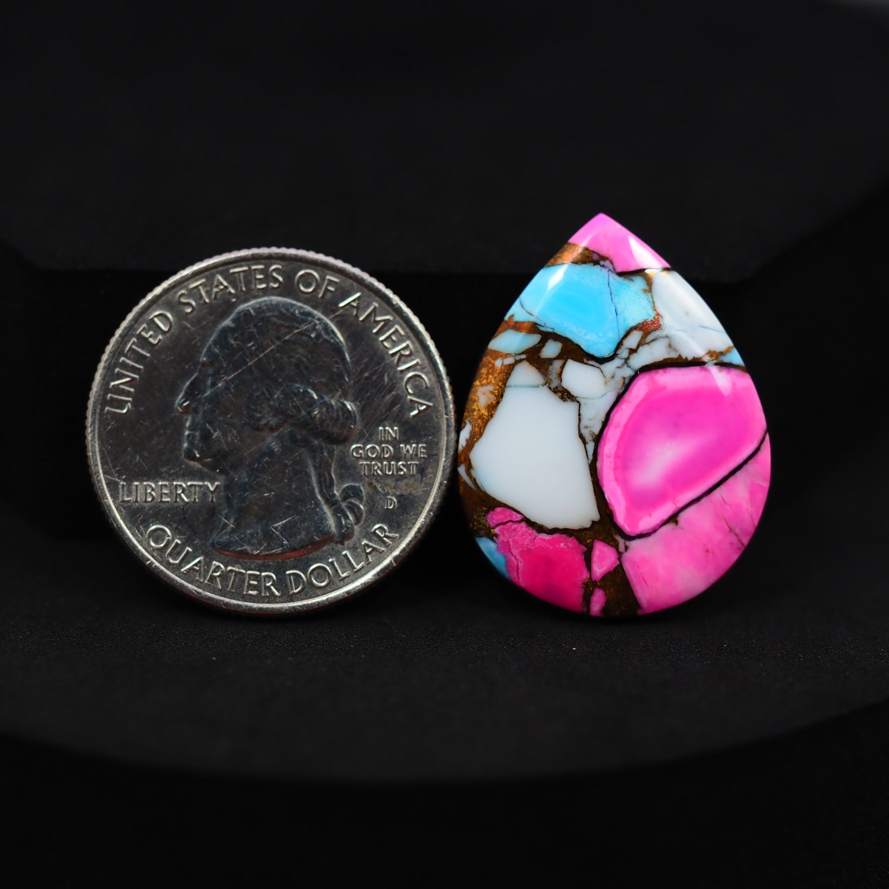 Natural Cotton Candy Turquoise Pear Cabochon 26x20x3mm 16ct - Pink & Blue Composite - Pedra Gems