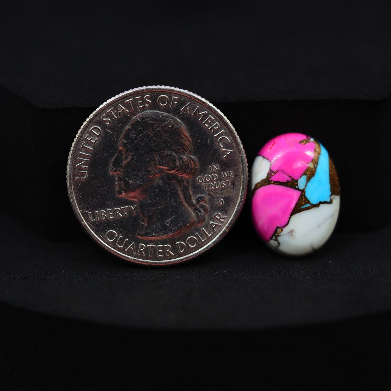 Natural Cotton Candy Turquoise Oval Cabochon 17x12x4mm 7.5ct - Blue, Pink & White Composite - Pedra Gems