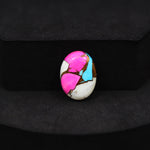 Natural Cotton Candy Turquoise Oval Cabochon 17x12x4mm 7.5ct - Blue, Pink & White Composite - Pedra Gems