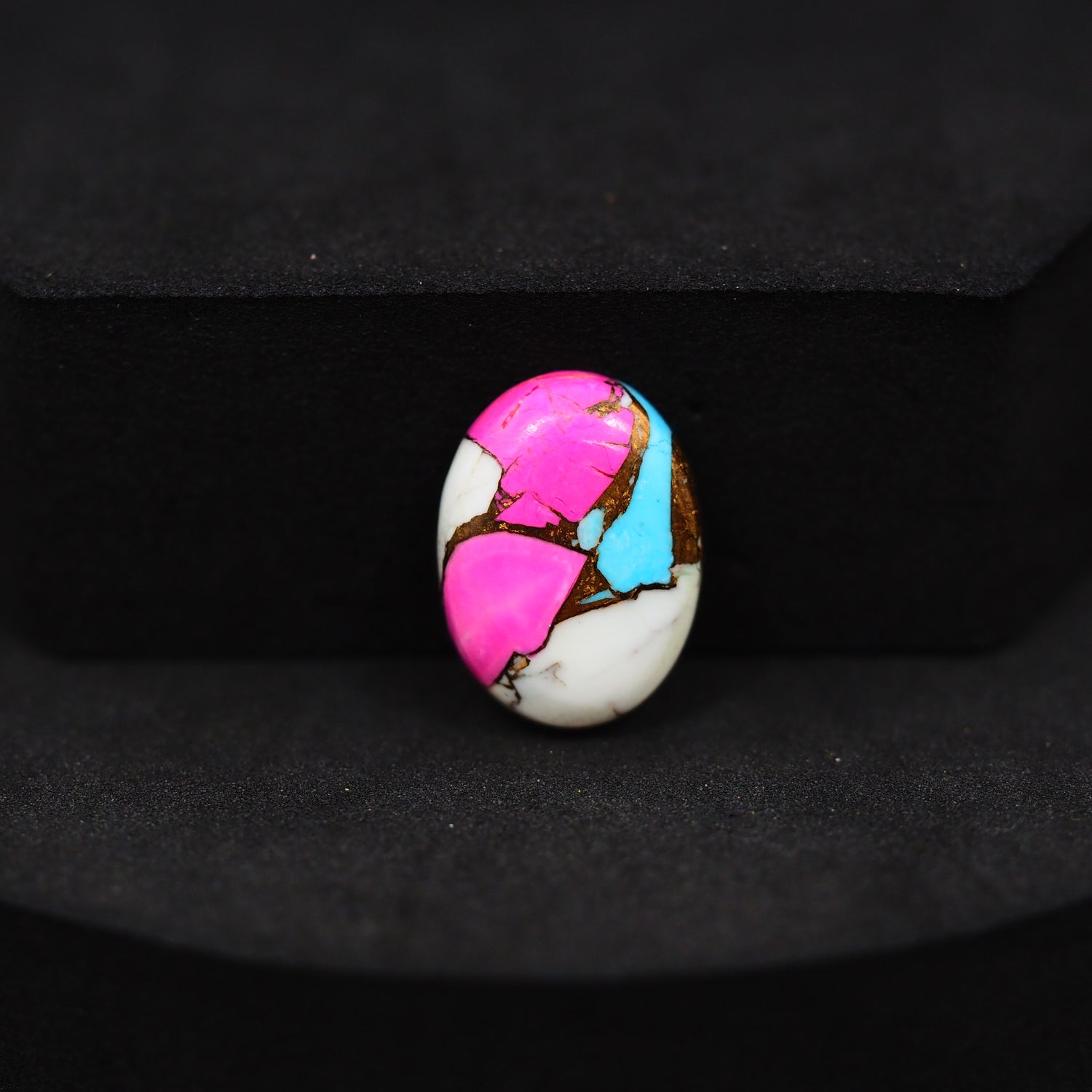 Natural Cotton Candy Turquoise Oval Cabochon 17x12x4mm 7.5ct - Blue, Pink & White Composite - Pedra Gems