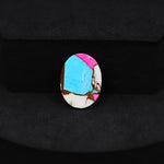 Natural Cotton Candy Turquoise Oval Cabochon 17x12x4mm 7.5ct - Blue, Pink & White Composite - Pedra Gems