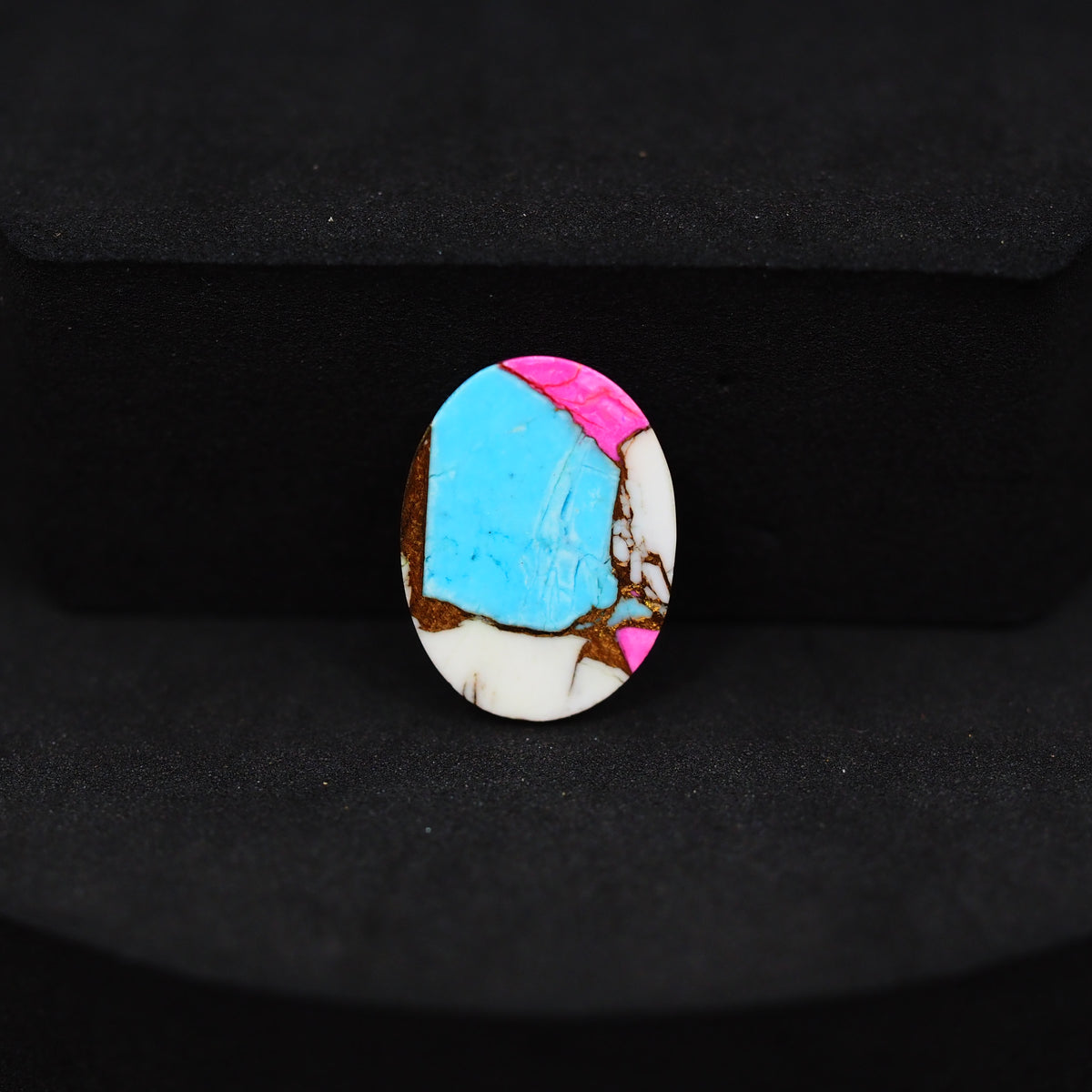 Natural Cotton Candy Turquoise Oval Cabochon 17x12x4mm 7.5ct - Blue, Pink & White Composite - Pedra Gems
