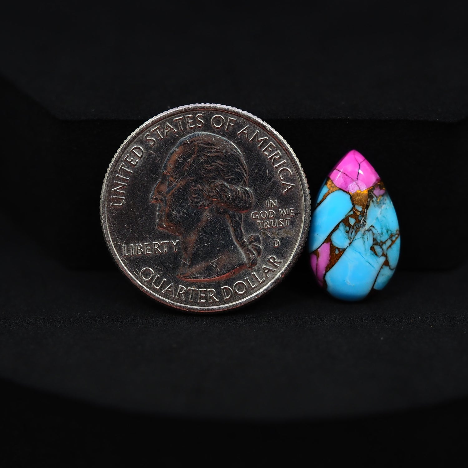 Natural Cotton Candy Turquoise Pear Cabochon 17x11x3mm 5.5ct - Blue, Pink & White Composite - Pedra Gems