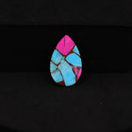 Natural Cotton Candy Turquoise Pear Cabochon 17x11x3mm 5.5ct - Blue, Pink & White Composite - Pedra Gems