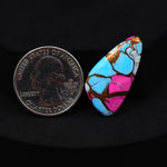 Natural Cotton Candy Turquoise Freeform Cabochon 19x15x3mm 15ct - Pink, Blue & White Composite - Pedra Gems