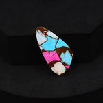 Natural Cotton Candy Turquoise Freeform Cabochon 19x15x3mm 15ct - Pink, Blue & White Composite - Pedra Gems