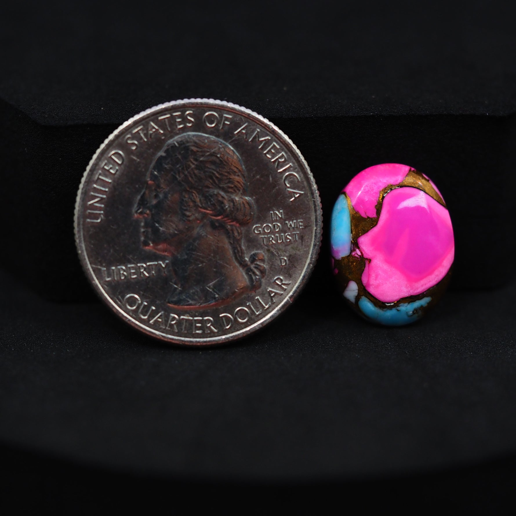 Natural Cotton Candy Turquoise Oval Cabochon 16x12x3mm 5.4ct - Blue, White & Pink Composite - Pedra Gems