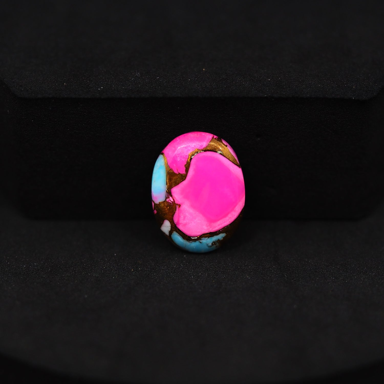 Natural Cotton Candy Turquoise Oval Cabochon 16x12x3mm 5.4ct - Blue, White & Pink Composite - Pedra Gems