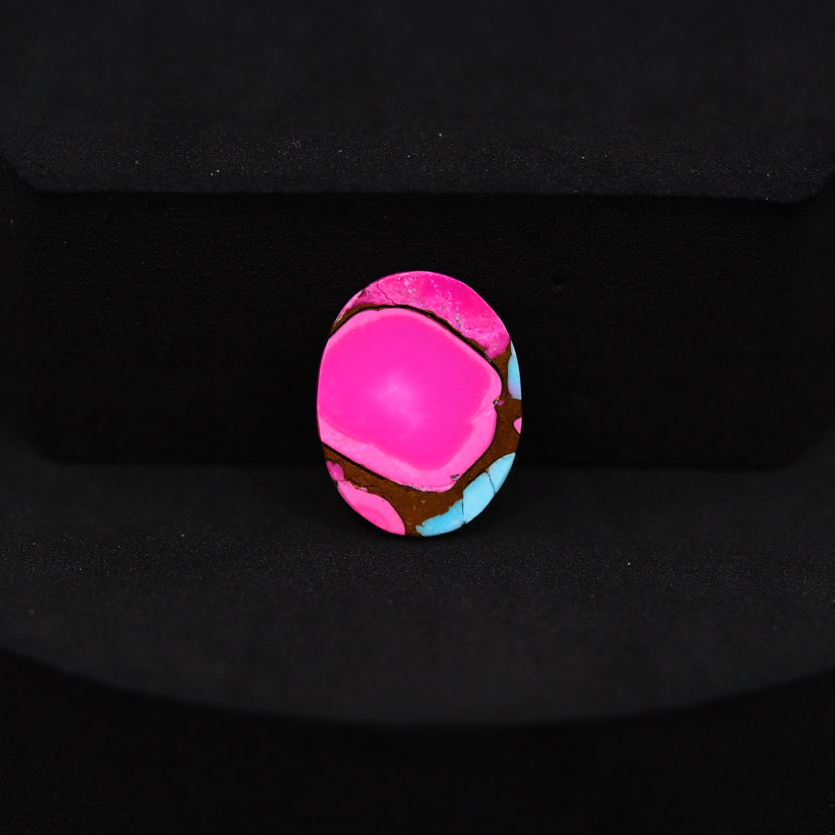 Natural Cotton Candy Turquoise Oval Cabochon 16x12x3mm 5.4ct - Blue, White & Pink Composite - Pedra Gems