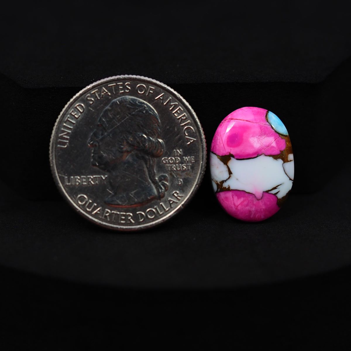 Natural Cotton Candy Turquoise Oval Cabochon 18x13x3mm 6.5ct - Blue, White & Pink Composite - Pedra Gems