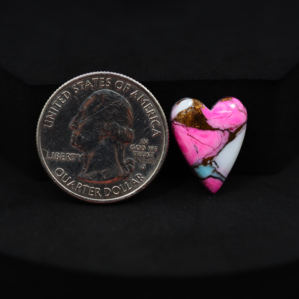 Natural Cotton Candy Turquoise Heart Cabochon 18x14x4mm 8.5ct - Pink, White & Blue Composite - Pedra Gems