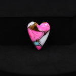 Natural Cotton Candy Turquoise Heart Cabochon 18x14x4mm 8.5ct - Pink, White & Blue Composite - Pedra Gems