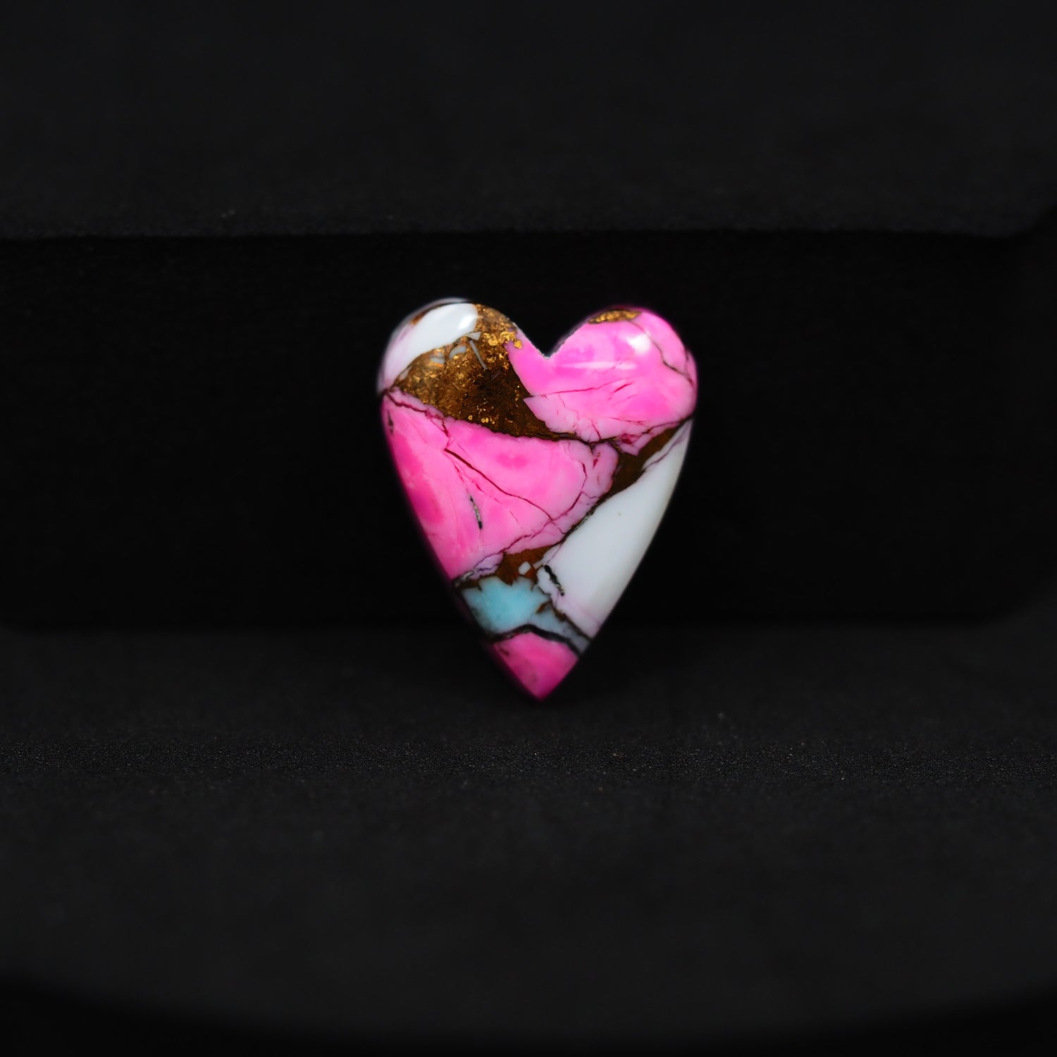 Natural Cotton Candy Turquoise Heart Cabochon 18x14x4mm 8.5ct - Pink, White & Blue Composite - Pedra Gems
