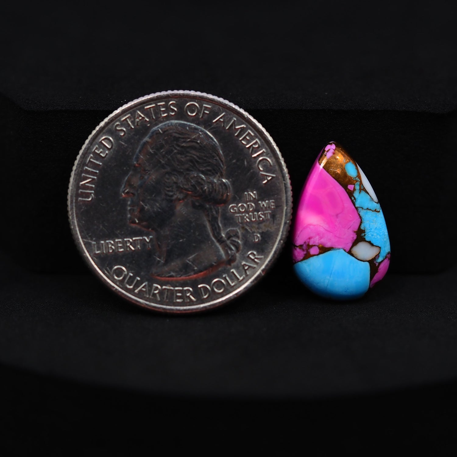 Natural Cotton Candy Turquoise Pear Cabochon 17x11x3mm 6ct - Pink & Blue Composite - Pedra Gems