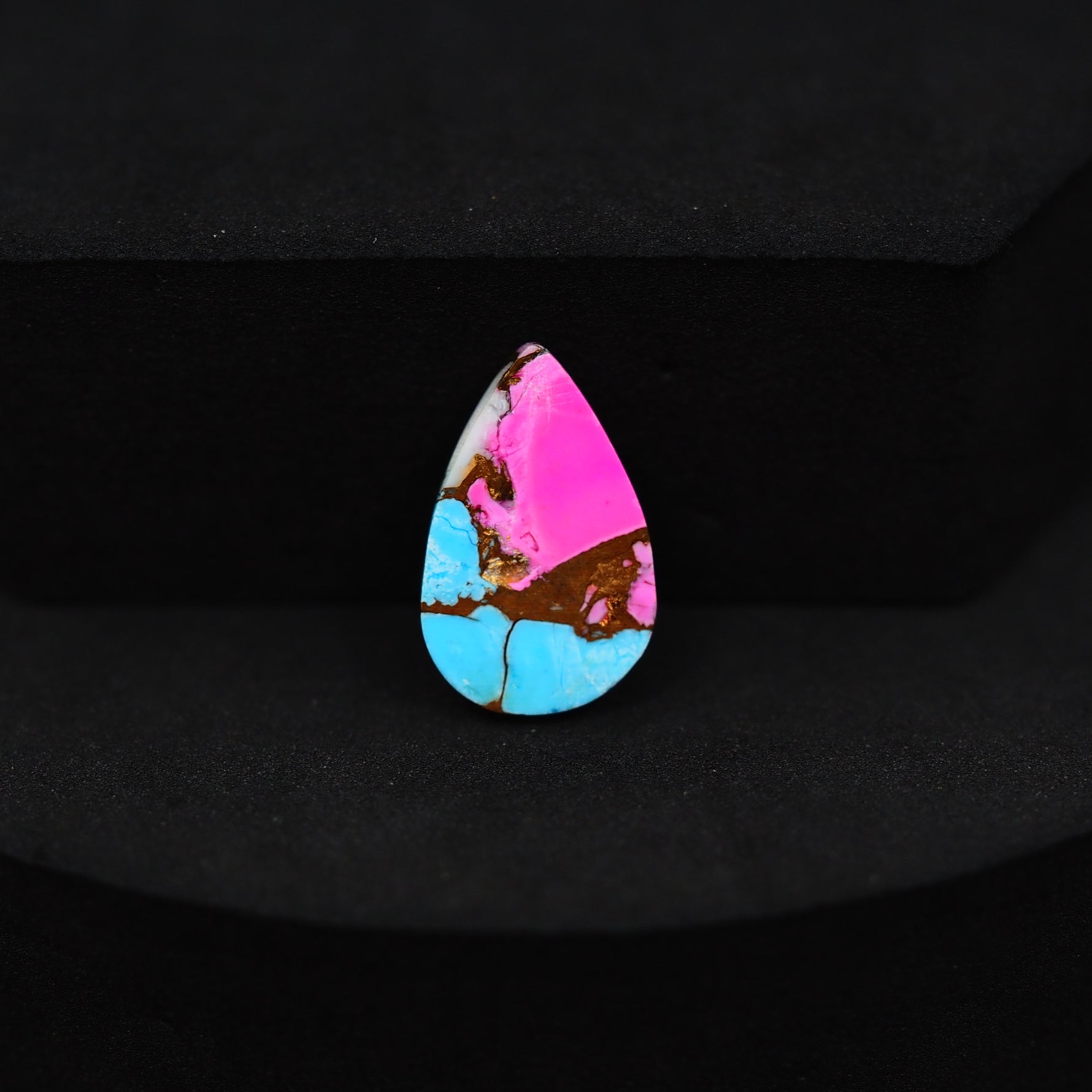 Natural Cotton Candy Turquoise Pear Cabochon 17x11x3mm 6ct - Pink & Blue Composite - Pedra Gems