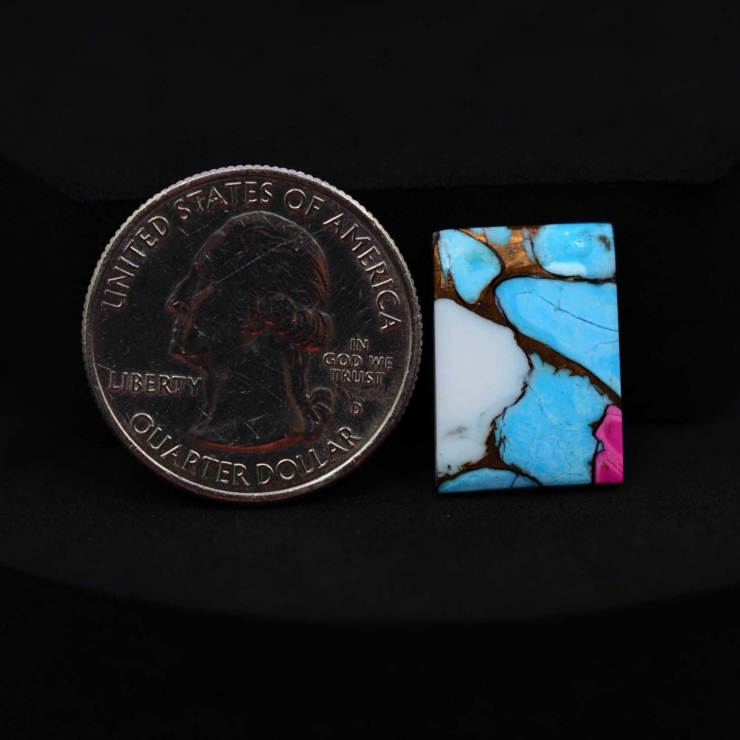 Natural Cotton Candy Turquoise Rectangle Cabochon 19x13x3mm 9ct - Pink & Blue Composite - Pedra Gems