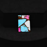 Natural Cotton Candy Turquoise Rectangle Cabochon 19x13x3mm 9ct - Pink & Blue Composite - Pedra Gems