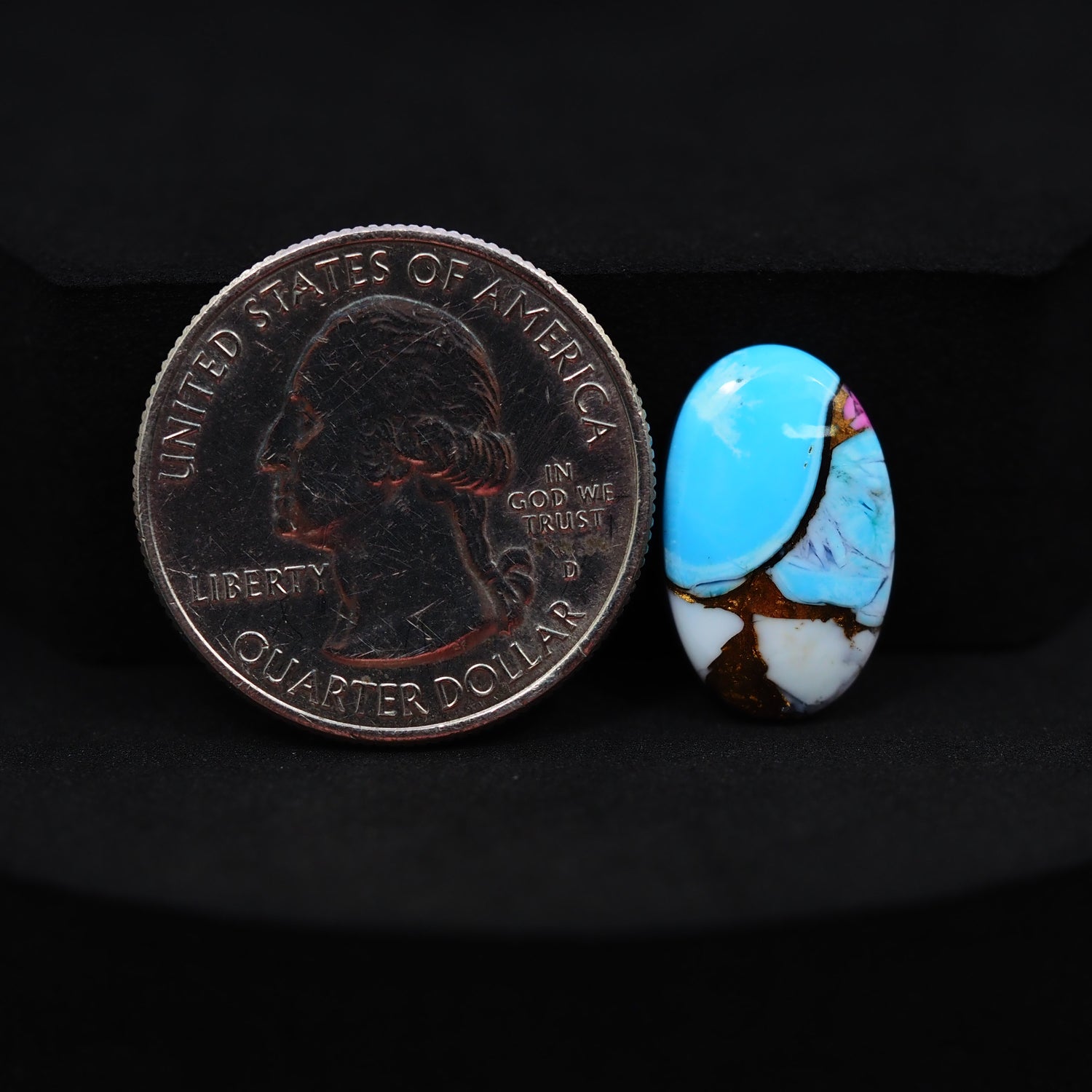 Natural Cotton Candy Turquoise Oval Cabochon 17x11x3mm 4.8ct - Blue & White Composite - Pedra Gems