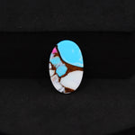 Natural Cotton Candy Turquoise Oval Cabochon 17x11x3mm 4.8ct - Blue & White Composite - Pedra Gems