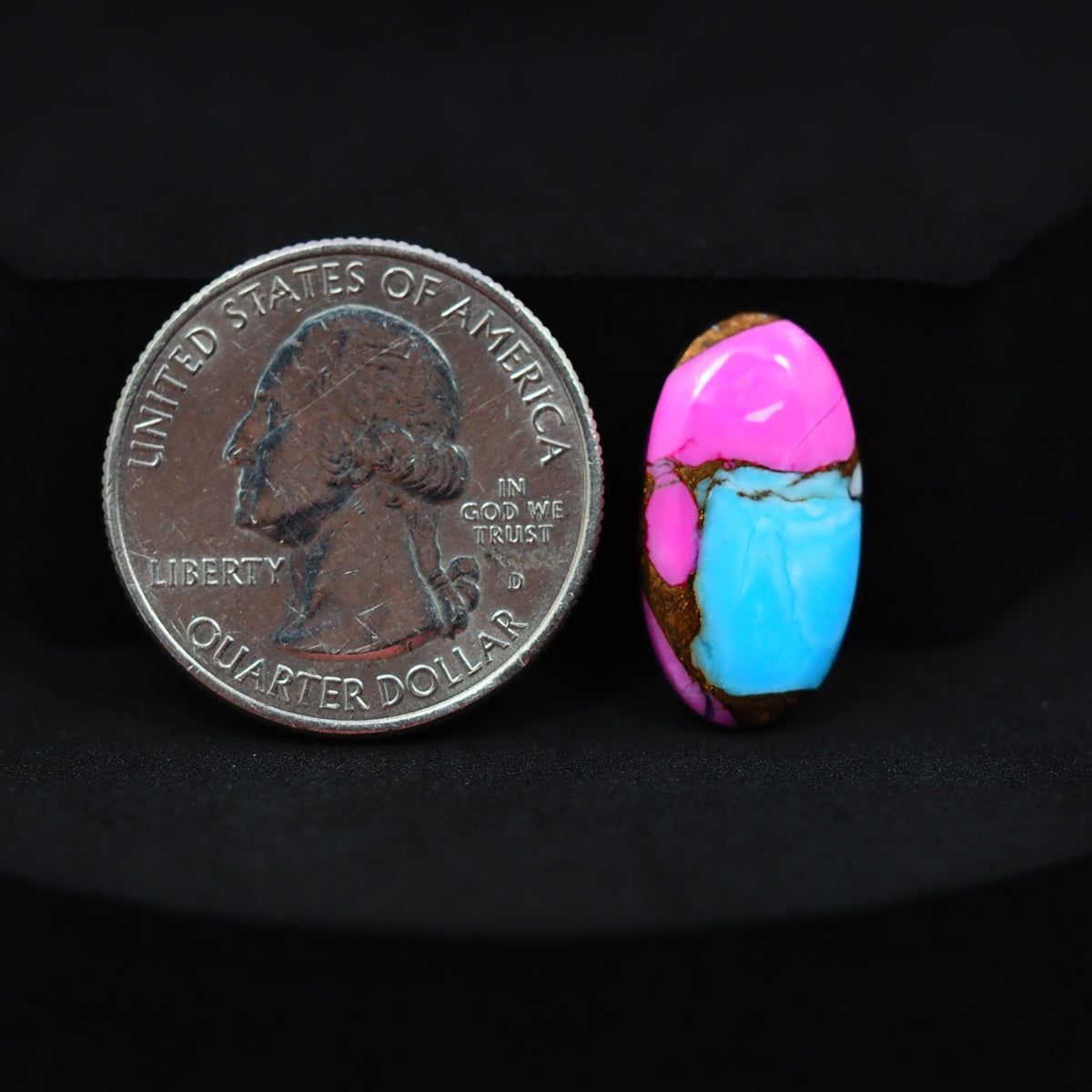 Natural Cotton Candy Turquoise Oval Cabochon 20x11x3mm 7ct - Blue, White & Pink Composite - Pedra Gems