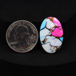 Natural Cotton Candy Turquoise Oval Cabochon 27x17x4mm 15.5ct - Pink & Blue Composite - Pedra Gems