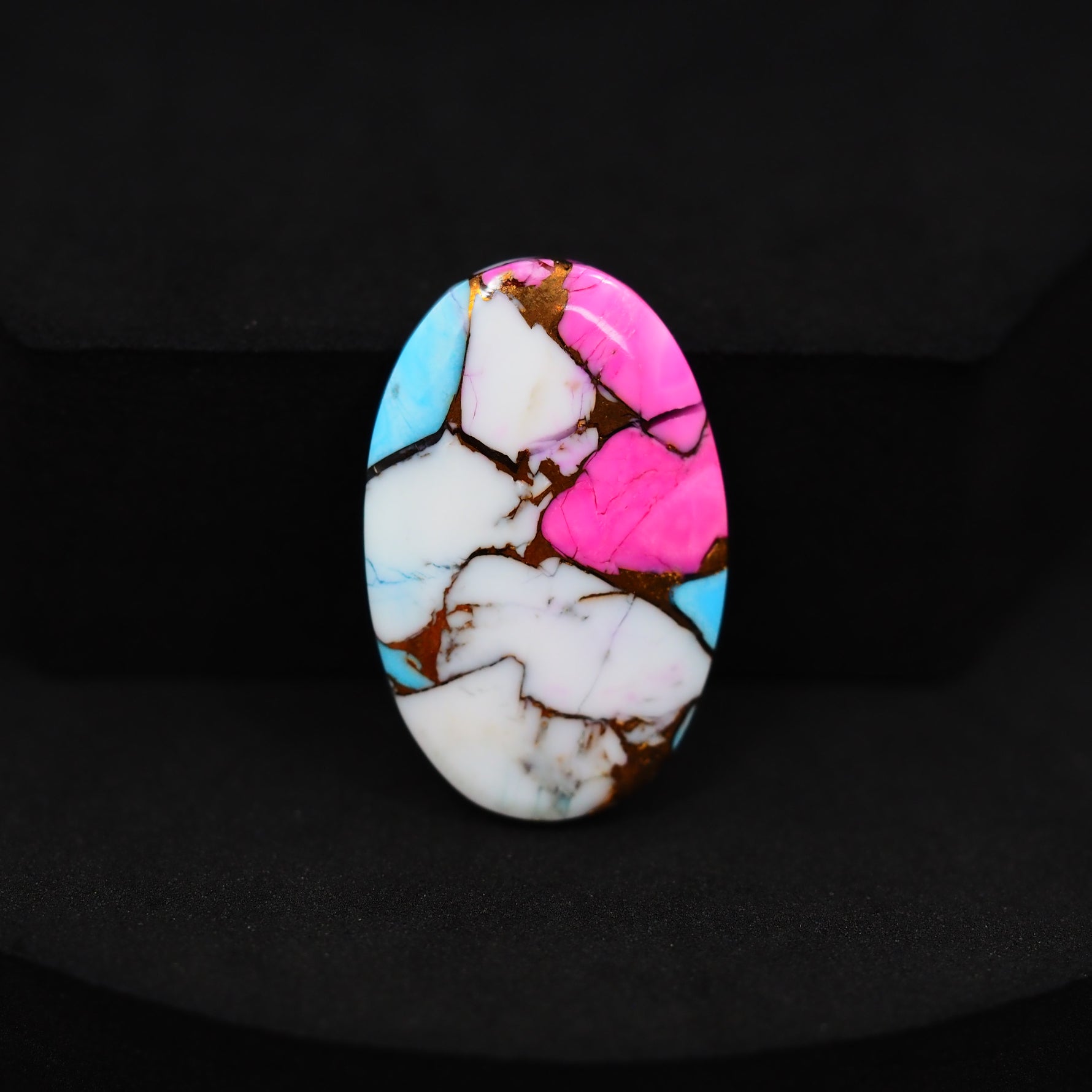 Natural Cotton Candy Turquoise Oval Cabochon 27x17x4mm 15.5ct - Pink & Blue Composite - Pedra Gems