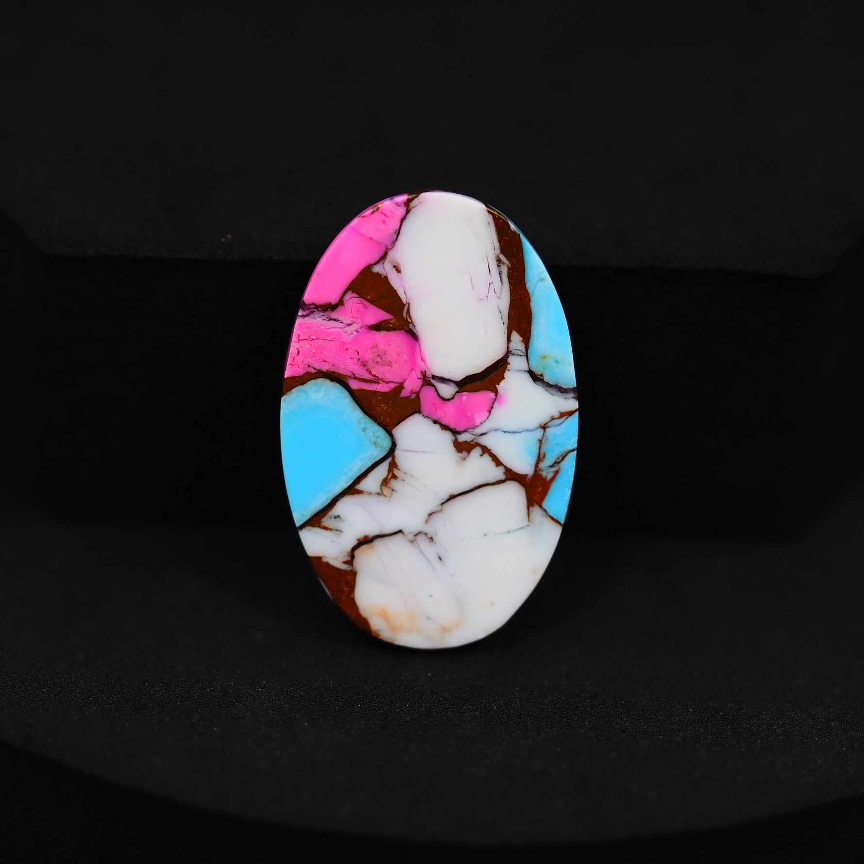 Natural Cotton Candy Turquoise Oval Cabochon 27x17x4mm 15.5ct - Pink & Blue Composite - Pedra Gems