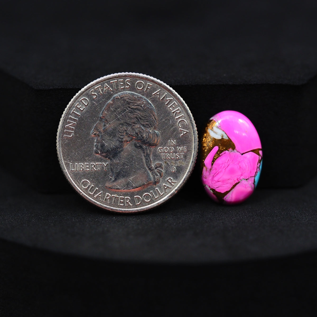 Natural Cotton Candy Turquoise Oval Cabochon 16x11x3mm 5.5ct - Pink & Blue Composite - Pedra Gems